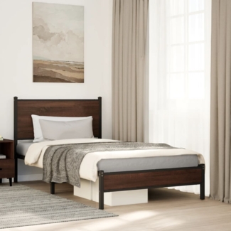 vidaXL Metallbett ohne Matratze Braun Eichen-Optik 100x190 cm 4007916