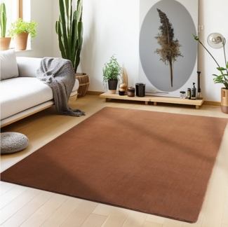 Teppium Teppich Unicolor - Einfarbig, Rechteckig, Höhe: 7 mm, Kurzflor Rund Teppich Anti-Rutsch Rückseite Waschbar Flauschiger