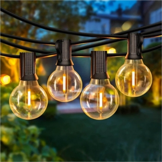 Qualra Lichterkette G40 10/25/30/50 Glühbirnen Lichterkette Wasserdicht Gartenbeleuchtung, 3/7.6/9/15M für Garten Veranda Balkon Party Dekor