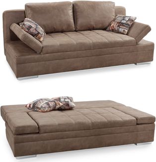 Schlafsofa Armlehnen verstellbar Bettkasten Couch Steppung Antiklederoptik Braun