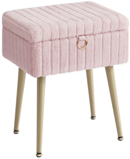 SONGMICS Schminktisch-Stuhl, Hocker mit Stauraum, Schminkhocker, Fußhocker, Metallbeine, gepolstert, verstellbare Füße, Wohnzimmer, Schlafzimmer, Ankleidezimmer, pastellrosa