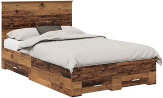 vidaXL Bettrahmen mit Kopfteil Altholz 120 x 190 cm Holzwerkstoff 3409674