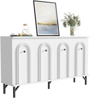 4-türiges Sideboard mit 3D-Bogenfront, verstellbare Einlegeböden, Weiß