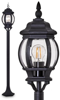 hofstein Außen-Stehlampe »Meyen« Außenleuchte Wegeleuchte in antikem Look, ohne Leuchtmittel, Aluguss in Schwarz mit Kunststoff-Scheiben, E27, IP44