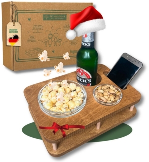 PEGSEN Tablett Couchbar Snackbar YOLO mit 2 Glasschalen Snacktablett, praktisch & stabil