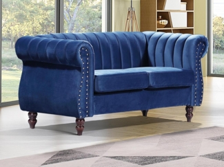 Vente-unique - Chesterfield-Sofa - 2-Sitzer - Samt - Königsblau - TRUMBO