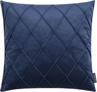 MAGMA Kissenhüllen NOBLESS samtig weich kuschelig einfarbig Rautenmuster - ca. 40 x 40 cm - 2er Set dunkelblau