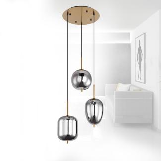 Hängelampe Esszimmer Rauchglas Hängeleuchte Pendelleuchte Wohnzimmer Messing