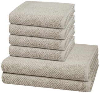 Cawö Pure 6 tlg. Frottier-Set - 4 X Handtuch (50 X 100cm), 2 X Duschtuch (80 X 150cm) - 494 g/m2 - Kreide