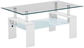 CLIPOP Couchtisch Kaffetisch Beistelltisch (1 Tisch), 100x60x45cm Glas rechteckiger Wohnzimmertisch