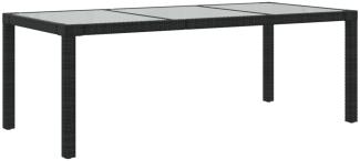 Gartentisch 190 x 75 x 90 cm aus Glas und Polyrattan in Schwarz