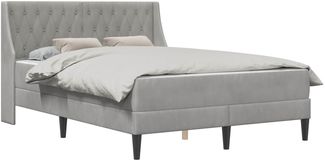 vidaXL Bettgestell mit Matratze Hellgrau 160 x 200 cm Samt 3414807