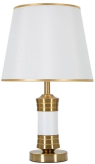 Dmora Tischlampe Sinopia, Schreibtischleuchte, Büroleuchte, Arbeitslampe, Weiß und Gold, 31x31 h52 cm