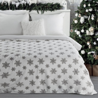 Wohndecke Winter Muster Karomuster Schneeflocken Geschenkidee, Eurofirany, Wintermotive