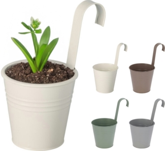 Koopman Blumentopf Pflanztopf Blumentopf Übertopf Pflanzkübel (4 St), 4tlg, mit Henkel, Metall, zum aufhängen, Bunt