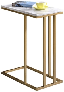 IDIMEX Beistelltisch CARLOTA, Beistelltisch Wohnzimmertisch Sofatisch Couchtisch Marmor weiß Metall