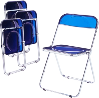 Klappstuhl Pornainen 4er Set Dunkelblau, transparent [en. casa]