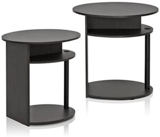 Furinno JAYA Ovaler Beistelltisch mit moderen Design (2er Set), Holz, Walnuss/Schwarz, 39. 37 x 48 x 49. 02 cm