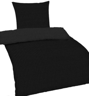Casa Colori Bettwäsche Seersucker 135x200 Reißverschluss Schwarz, Seersucker, 2 teilig, leicht