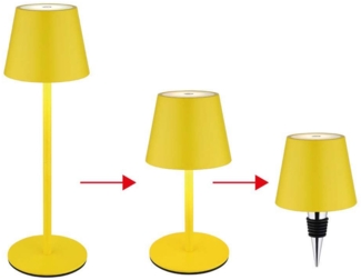 LED Tischlampe, gelb, Akku, CCT, Touchdimmer, Flaschenaufsatz