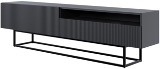 Selsey 'Veldio' TV-Lowboard mit offenem Fach, schwarz mit goldenem Metallgestell, ca. 46 x 175 x 32 cm