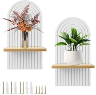 SURFOU Deko-Wandregal 2 Stück Holz Boho Wanddeko Holzregal Wand, Robustes Boho Regal, Wall Decoration Elegante Deko für Wohnzimmer Schlafzimmer Kinderzimmer
