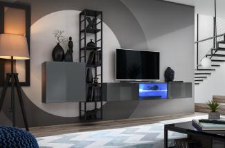 Hängende Wohnwand Switch M6 in Grafit und Schwarz 270 x 176 cm 3-teilig