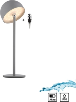 my home Tischleuchte Akku Tischleuchte Hesper Indoor Outdoor, magnetischer Flaschenaufsatz, Dimmfunktion, Memoryfunktion, LED fest integriert, Warmweiß, Pilzlampe Flaschenaufsatz, Regulierung der Lichtstärke, Pilz, Lampe