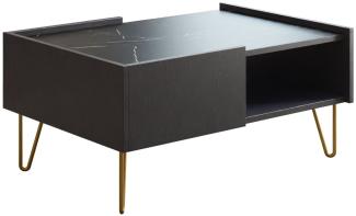 Couchtisch Madaris L97 (Farbe: Schwarz Graphit / Schwarz Graphit + Marmor Schwarz Royal)