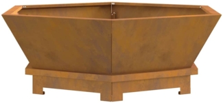 vidaXL Feuerplatz Braun 75 x 75 x 28 cm Witterungsbeständiger Stahl 858997