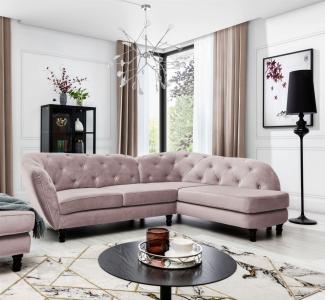 Ecksofa Designersofa CHARLOTTE in Stoff Matt Velvet Altrosa Ottomane Rechts