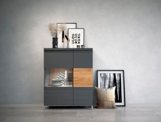Places of Style Vitrine Onyx (B/H/T): 93,2/116,3/14cm) mit Soft-Close-Funktion