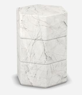 Casa Padrino Luxus Carrara Marmor Beistelltisch Weiß 40 x 40 x H. 60 cm - Wohnzimmer Möbel - Marmor Möbel - Luxus Qualität