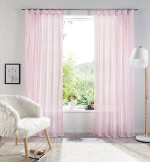 my home Gardine XANA mit Ösen, Kräuselband oder Schlaufen, Schlaufen (1 St), halbtransparent, Voile, Bestseller, einfarbig, 1 bzw. 2 Schals, pflegeleicht, Schal