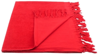 Hamamtuch Frottee rot mit Fransen ca. 90x180 cm