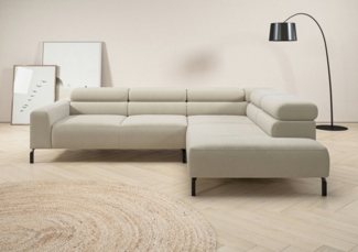 Places of Style Ecksofa Antonelli, L-Form, inkl. Kopfteilverstellung, Breite 276 cm, mit elektrischer Sitztiefenverstellung, in Cord, natur