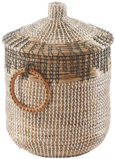 Kobolo Aufbewahrungskorb Schlangenkorb BIRA Seegras inkl. Deckel und Griffen (Stück, 1 St, Stück), Korb mit Deckel