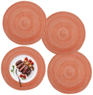 Coonoor Platzset 4er Set runde Platzdeckchen, waschbar, hitzebeständig, geflochten, (4-St), im Boho-Stil, ideal für Esstisch, Küche, Hochzeit, Party und Hotel