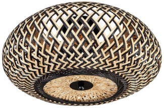 hofstein Deckenleuchte moderne Deckenlampe aus Metall/Bambus in Schwarz/Naturfarben, ohne Leuchtmittel, Boho-Design Deckenleuchte, Lichteffekt an d. Decke, Ø 40 cm, 3-flammig