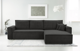 AX LIVING Dunkelgrau Cord Couch L Form – Cedria Wohnlandschaft 287cm