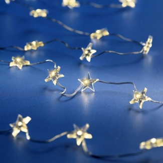 Spetebo LED-Lichterkette Draht Sternen Lichterkette warm weiß, 60-flammig, mit Timer Funktion