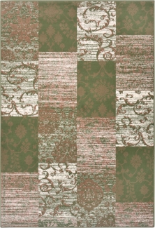 Kurzflor Teppich Bloques Grün Creme - 80x150x0,9cm