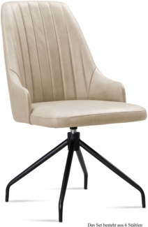 Esszimmerstuhl drehbar (6er-Set) Doreen 52 x 91 x 60 Schwarz/Natur