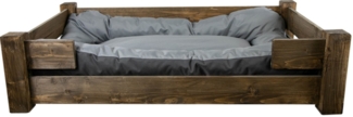 Kistenkolli Altes Land Allzweckkiste Hundebett Winston XXL Palisander mit Füßen optional mit Kissen 100x60x (Spar-Set)