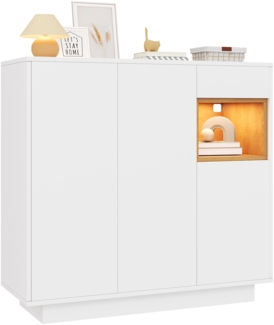 Schuhschrank, Mit Schublade verstellbaren Einlegeböden moderner Eingangsbereich Platz für 14–18 Paar Schuhe, Holz, Weiß/Naturholz,