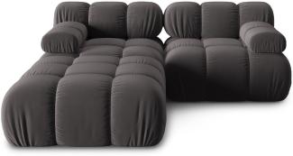 Micadoni Modulares Sofa Bellis 3-Sitzer mit flachem Modul Samtstoff Dunkelgrau