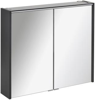 Fackelmann DENVER LED Spiegelschrank 80 cm breit, Schwarz (Anthrazit)