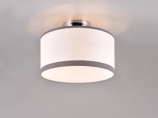 meineWunschleuchte LED Deckenleuchte, LED wechselbar, warmweiß, Designklassiker Lampenschirme Stoff rund Treppenhaus, Weiß/Grau Ø30cm