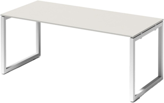 Bisley Cito Schreibtisch 180x80 cm, Tischplatte in grau, O-Gestell in Weiß - Bürotisch & Computertisch, PC Tisch für's Büro, Arbeitshöhe: 74 cm, DOF1808-GW-396