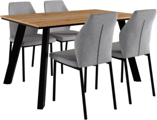 Home affaire Essgruppe Genf Tischgruppe BESTSELLER, (Set, 5-tlg), Küchentisch, 4 Stühle, moderne Tischplatte in eiche/schwarz